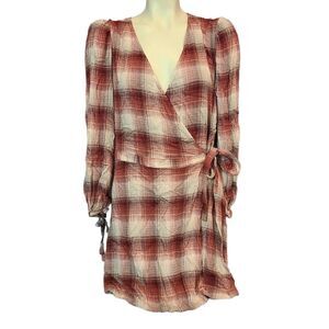 Melrose & Market Red Rust Daphne Plaid Dress Size Medium